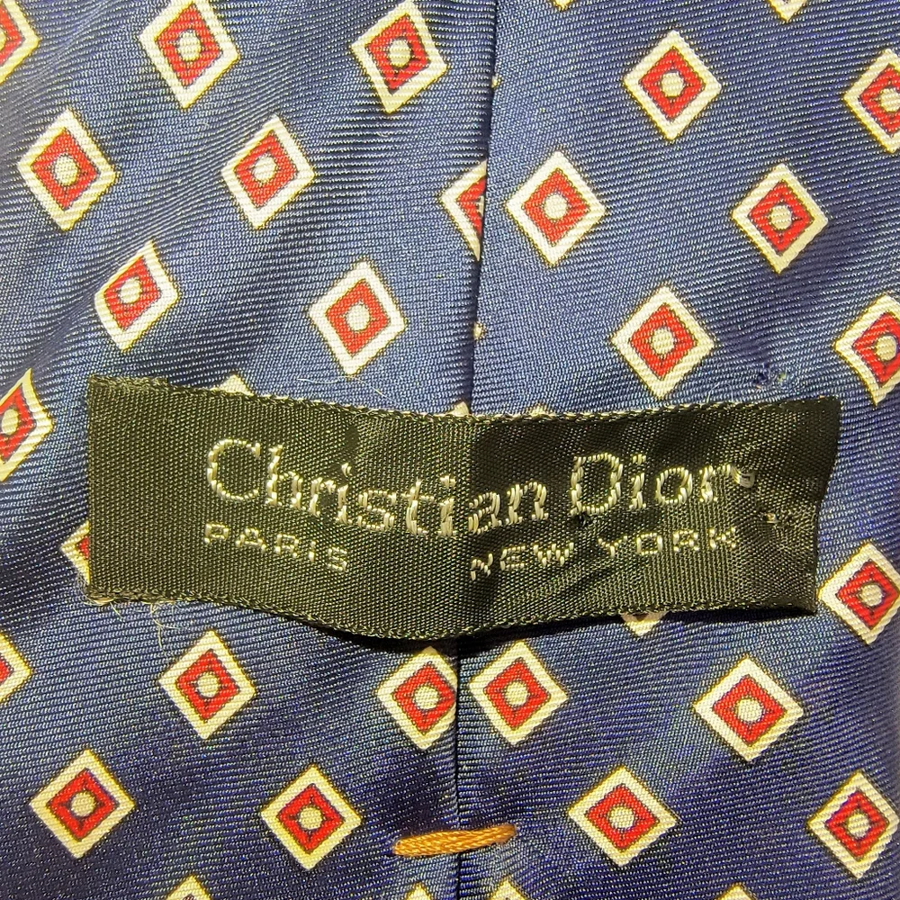 Christian‎ Dior Elegant Blue Geometric Patterned Tie